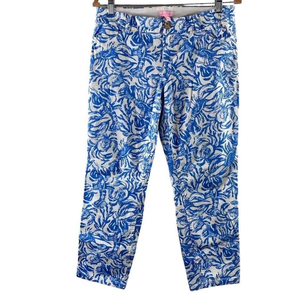 Lilly Pulitzer Blue and White Cropped Pants